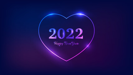 2022 Happy New Year neon background