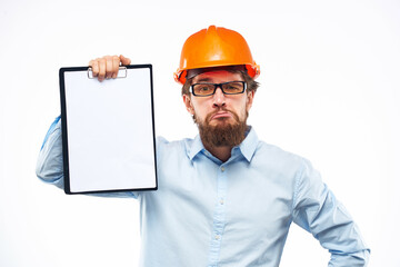 male engineer work in the construction industry success isolated background