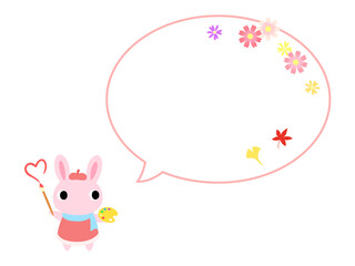 秋のウサギアイコン　吹き出し＋装飾付