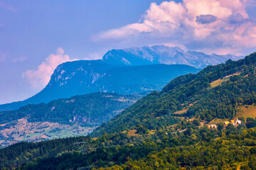 Fototapeta na wymiar beautiful landscape in the mountain area in the Carpathian mountains Romania