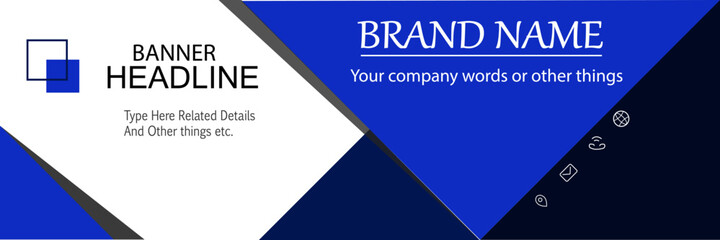 Blue color creative and attractive web banner and social media cover poster design vector template. Full editable EPS AI files