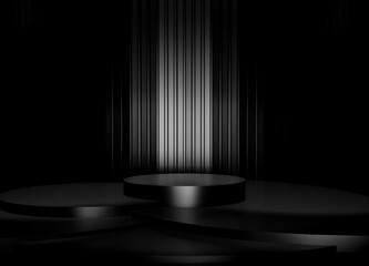 3d rendering minimalist display podium mockup in dark room