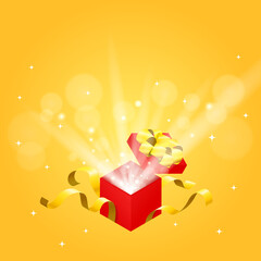 ギフトボックス(プレゼントボックス)を開けた時のベクターイラスト素材