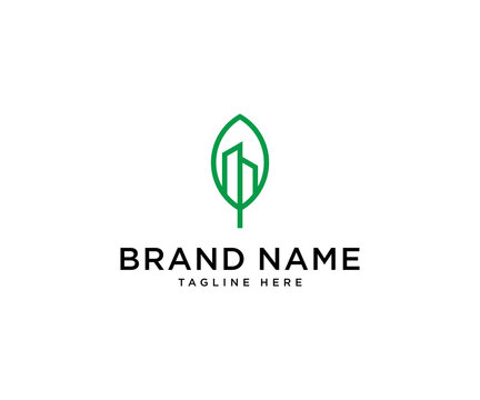 Abstract Green Building  Logo Design Vector Template