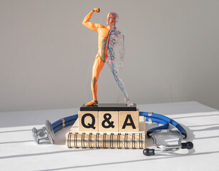 Healthcare and medical QA concept. QnA acronym. Questions and answers about circulatory and...