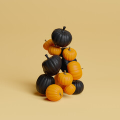 black and orange pumpkins floating