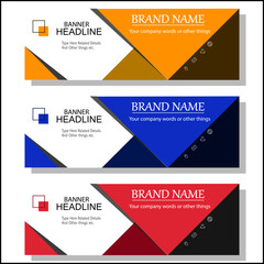 3 in 1 colorful web banner design template full editable and customized 