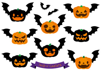 ハロウィン おばけカボチャ アイコン イラストセット
