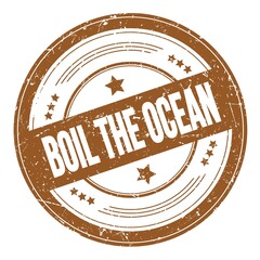 BOIL THE OCEAN text on brown round grungy stamp.