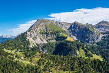 Blick vom Berg Jenner auf die Landschaft im Berchtesgadener Land