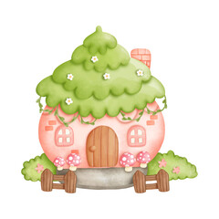 Obraz na płótnie Canvas Digital painting watercolor gnome house, little house. vector illustration