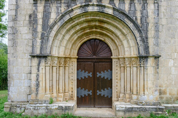 Fototapeta na wymiar Romanesque church of Santa María de Siones, Valle de Mena. Merindades. BurgosCastilla y Leon, Spain