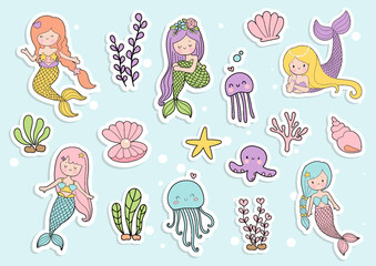 Image of Mermaid sticker, planner and scrapbook. printed on Printed Glass Basin Splashbacks