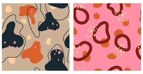 Set of patterns in flat trend style. Abstract shapes.