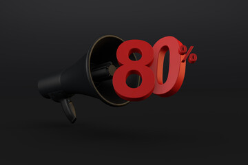 Black megaphone promotion 80 percent off a 3D black friday sale concept
