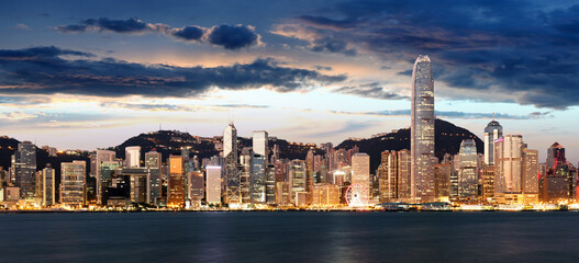 Naklejka premium Hong Kong panorama skyline at night