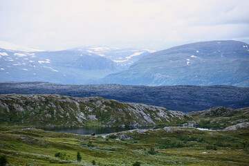 Lake and mountain landscape in Swedish Lapland