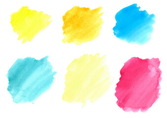 Watercolor background yellow red blue set