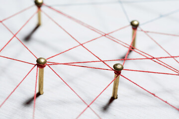 Linking entities. Network, networking, social media, internet communication abstract. A small...