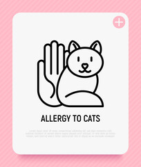 Allergy to cat thin line icon. Modern vector illustration.