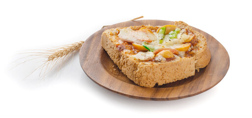 Pizza toasted bread on white background