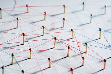 Linking entities. Network, networking, social media, internet communication abstract. A small...