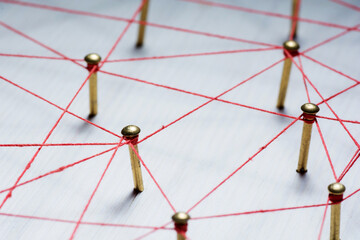 Linking entities. Network, networking, social media, internet communication abstract. A small...