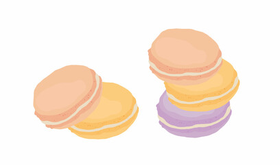 Macaroons made from almond flour. Vector logo illustration on a white background. 