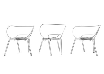 Obraz premium 3d dining chair graphical with black white sketch. linear sketch.
