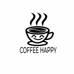 Smile coffee cup logo template. Illustration happy coffee logo icon design.