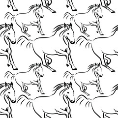 Vector pattern galloping horses. For printing on fabric.