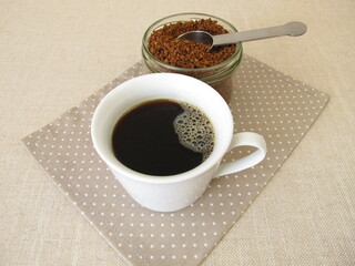 A cup of instant coffee from soluble bean coffee