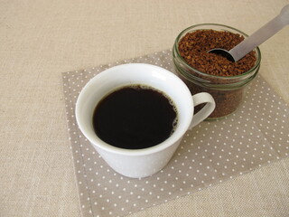 A cup of instant coffee from soluble bean coffee