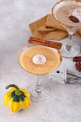 Creamy cocktail with pumpkin and pecan