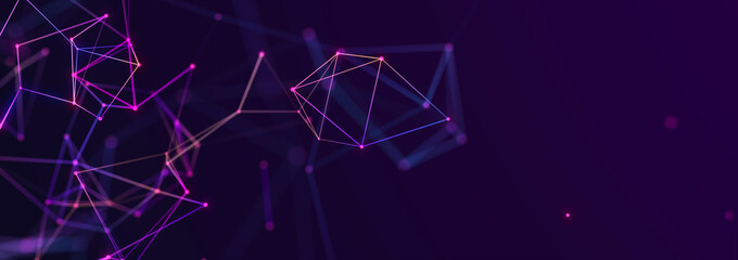 Polygonal background with dots and lines. Network connection structure. Science and technology. 3d