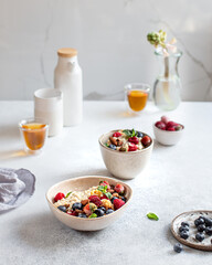 muesli with berries, breakfast 