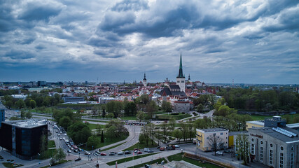 Fototapeta na wymiar Aerial view of city Tallinn Estonia 