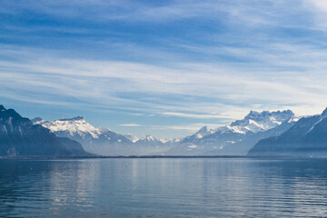 Obraz na płótnie Canvas Swiss Alps and Lac Leman