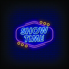 Show Time Neon Signs Style Text Vector
