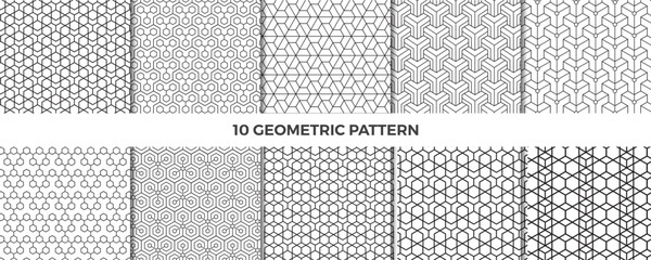 Set of Geometric patterns. Abstract geometric hexagonal graphic design cubes pattern. Geometric cubes pattern