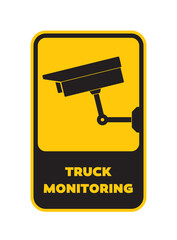 Vector vertical yellow stickers: Truck monitoring. Isolated on white background