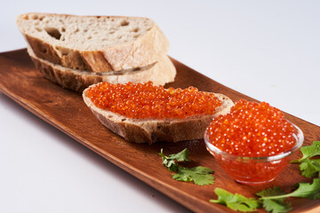Salmon roe on bread