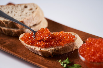 Salmon roe on bread