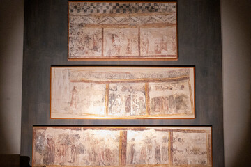 14th century Ceresola wall paintings, fresco torn and transferred to canvas, come from the church...