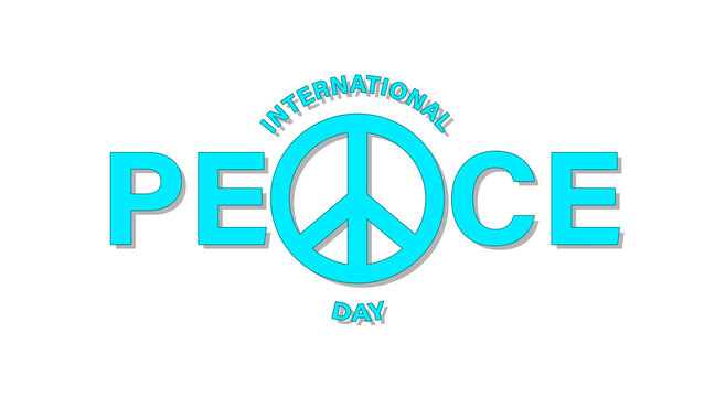 International Day of Peace with a symbol of peace on a white background.