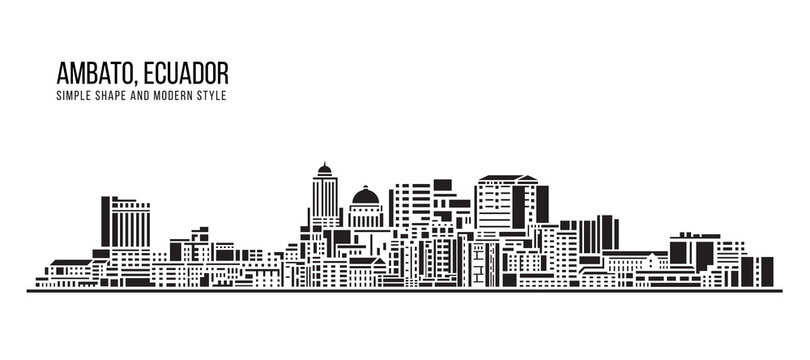 Cityscape Building Abstract Simple shape and modern style art Vector design - Ambato, ecuador