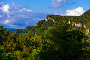 Fototapeta na wymiar KUTAISI, GEORGIA: Beautiful landscape with a canyon near Motsameta Monastery on a summer day.