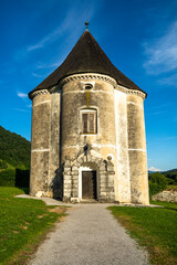 Fototapeta na wymiar Hudicev Turn or Devils Tower Medieval Watchtower in Soteska, Slovenia