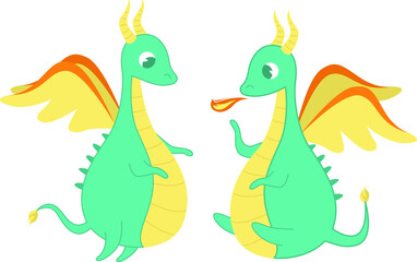 Vector illustration. Dragon, animal, character. a toy. a cute animal. a picture for a children's book.. set