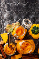 Obraz na płótnie Canvas Sweet homemade pumpkin jam in jar